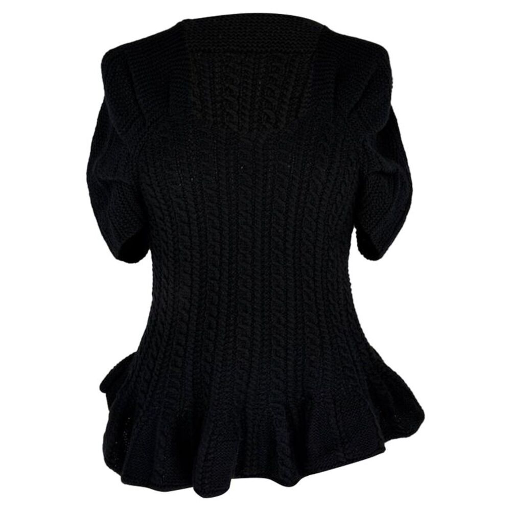 Oscar De La Renta Cable Knit Sweater in Black Cashmere